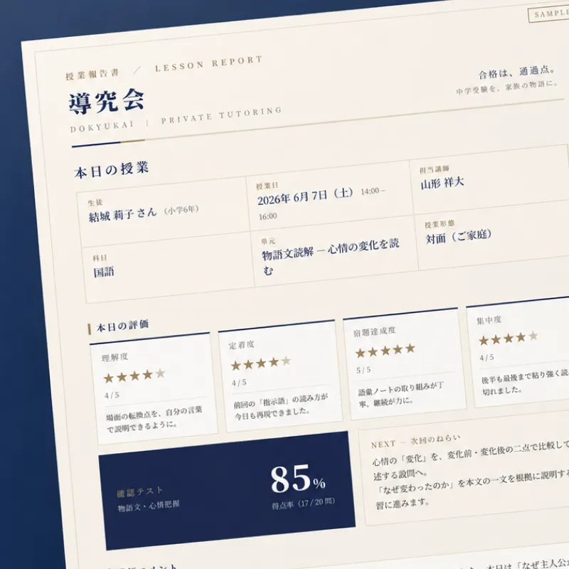学習状況レポートのサンプル
